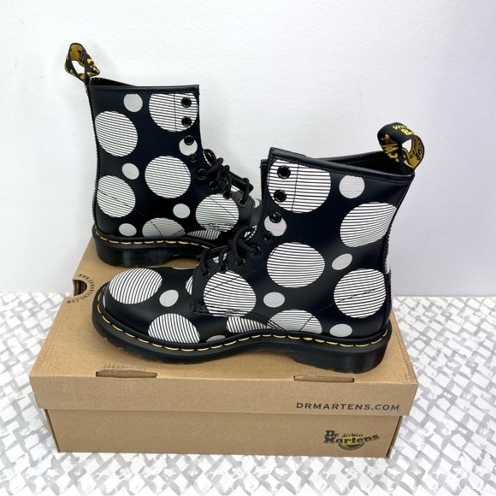 Dr. Martens 1460 Polka Dot Smooth Leather Lace Up Boots, EU 39, US 8 - Picture 4 of 10